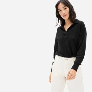 Everlane The Cashmere Polo Sweater Black Size Small
